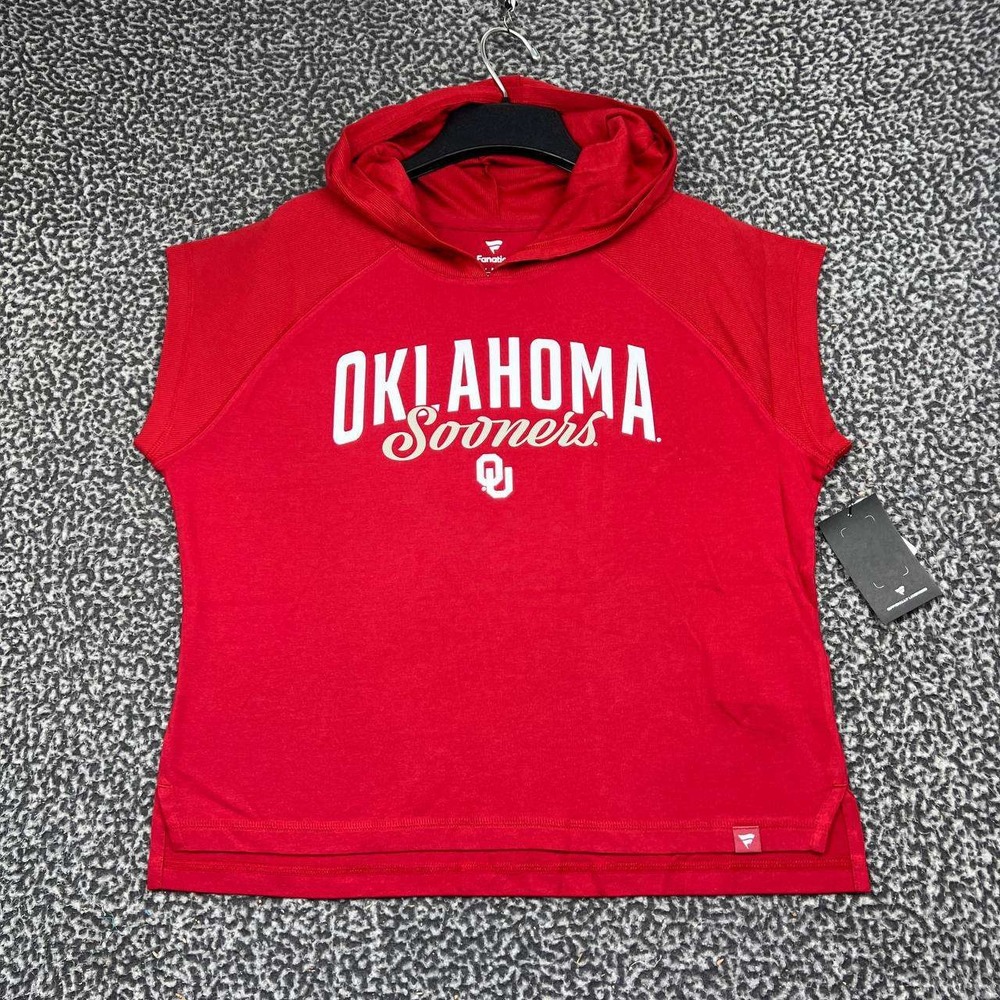 Oklahoma Sooners NCAA Shirt Women Medium Red Fanatics Sleeveless Hoodie New M